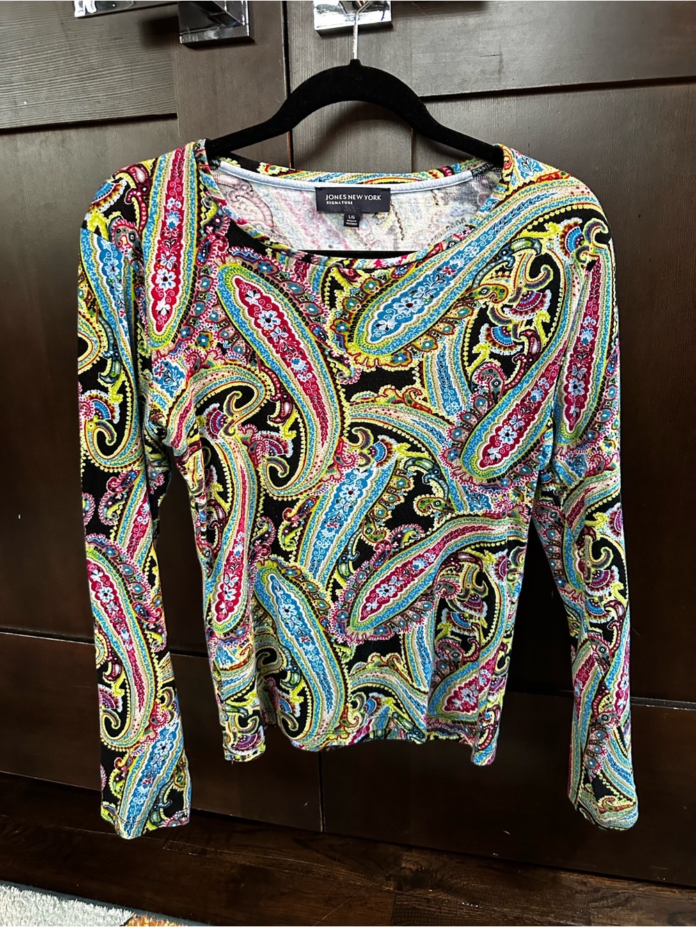 Jones New York Multicolor Paisley Long-Sleeve Crew Top